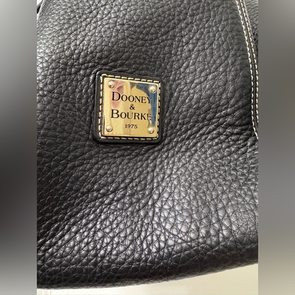 Dooney & Bourke Black Pebbled Leather Hobo Drawstring Bag - Picture 2 of 14